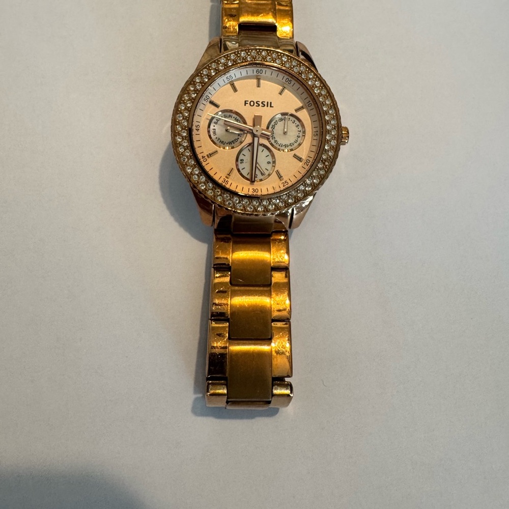 Fossil Rose Gold Crystal-Trim Multifunction Bracelet Watch - Picture 2 of 5